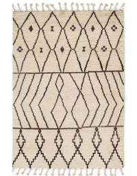 Ivory fine hand Knotted Moroccon rug 5'5'' X 7'6''