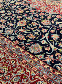 Navy Blue Fine Hand Knotted Persian Vintage Kerman 11'5'' X 17'2''