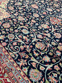 Navy Blue Fine Hand Knotted Persian Vintage Kerman 11'5'' X 17'2''