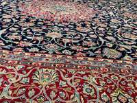 Navy Blue Fine Hand Knotted Persian Vintage Kerman 11'5'' X 17'2''