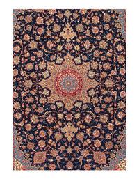 Navy Blue super Fine Persain silk & wool Isfahan 7'9'' X 11'9''