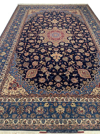 Navy Blue super Fine Persain silk & wool Isfahan 7'9'' X 11'9''