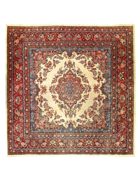 Fine Hand Knotted Persian Vintage sarouk square rug 9' X 9'