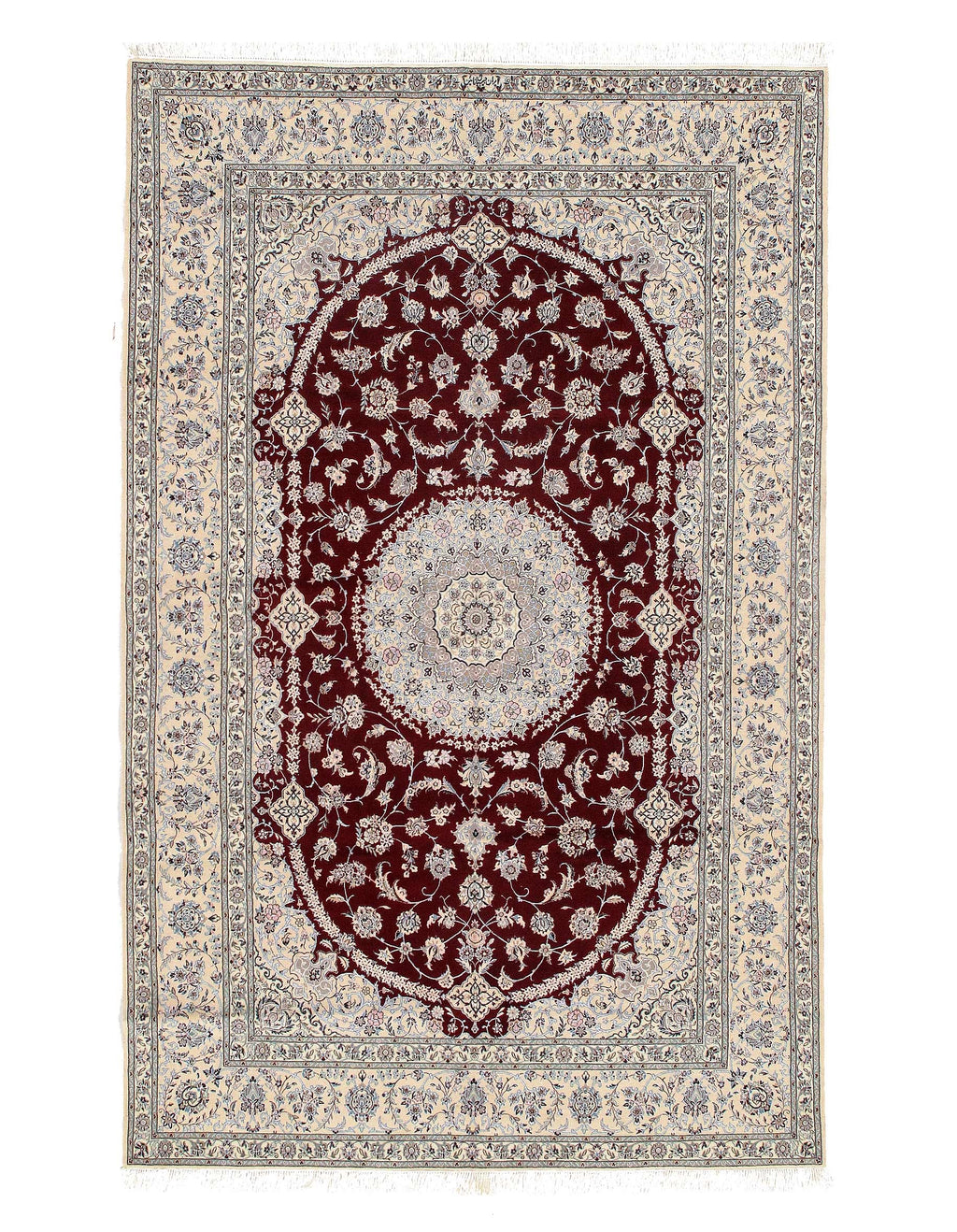 Red Persian Nain silk & wool 6 LA 6'8