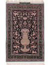 Black Persian Isfahan Silk & wool 2'8" X 4'