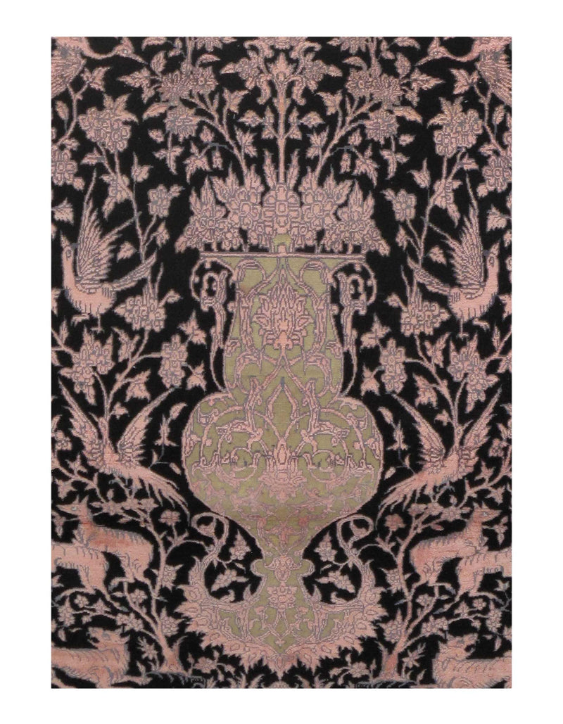 Black Persian Isfahan Silk & wool 2'8" X 4'