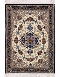 Ivory Persian silk & wool Isfahan 3'2" X 4'4"