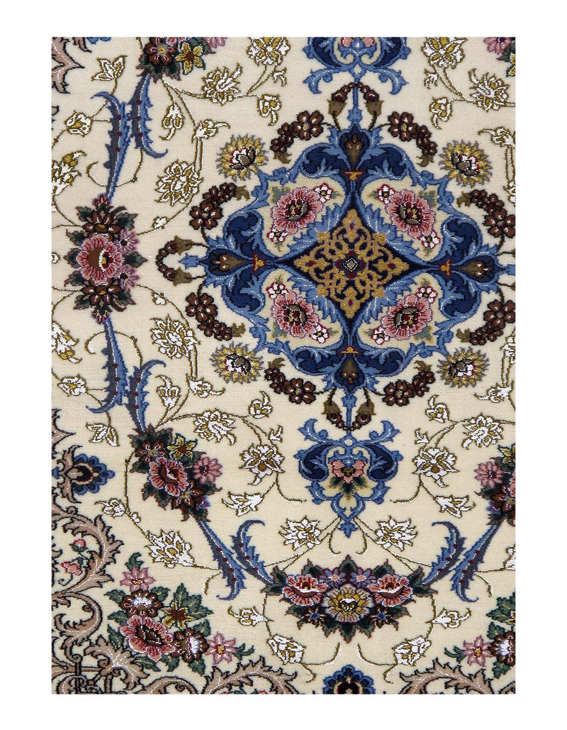 Ivory Persian silk & wool Isfahan 3'2" X 4'4"