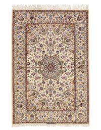 Ivory Persian silk & wool Isfahan 5'2" X 7'6"