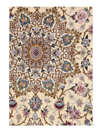 Ivory Persian silk & wool Isfahan 5'2" X 7'6"