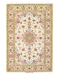 Ivory Persian Isfahan silk & wool 3'.5'' X 5'.1''