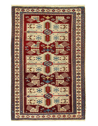 Fine Hand Knotted Vintage Kazak 3'4'' X 5'1''