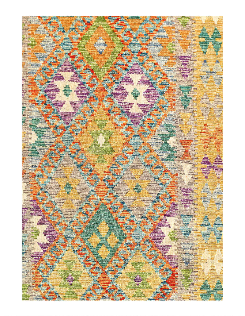 Kilim Handspun flat weave Wool Rug 3'8'' X 5'11''