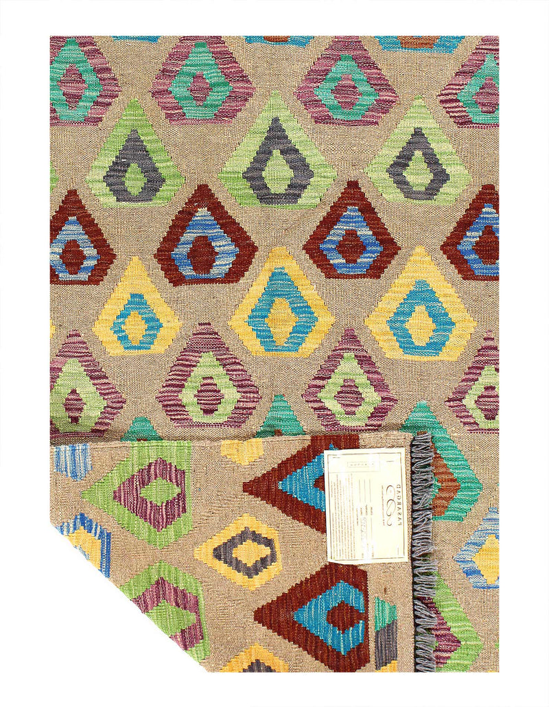 Kilim Handspun flat weave Wool Rug 3'3'' X 6'7''