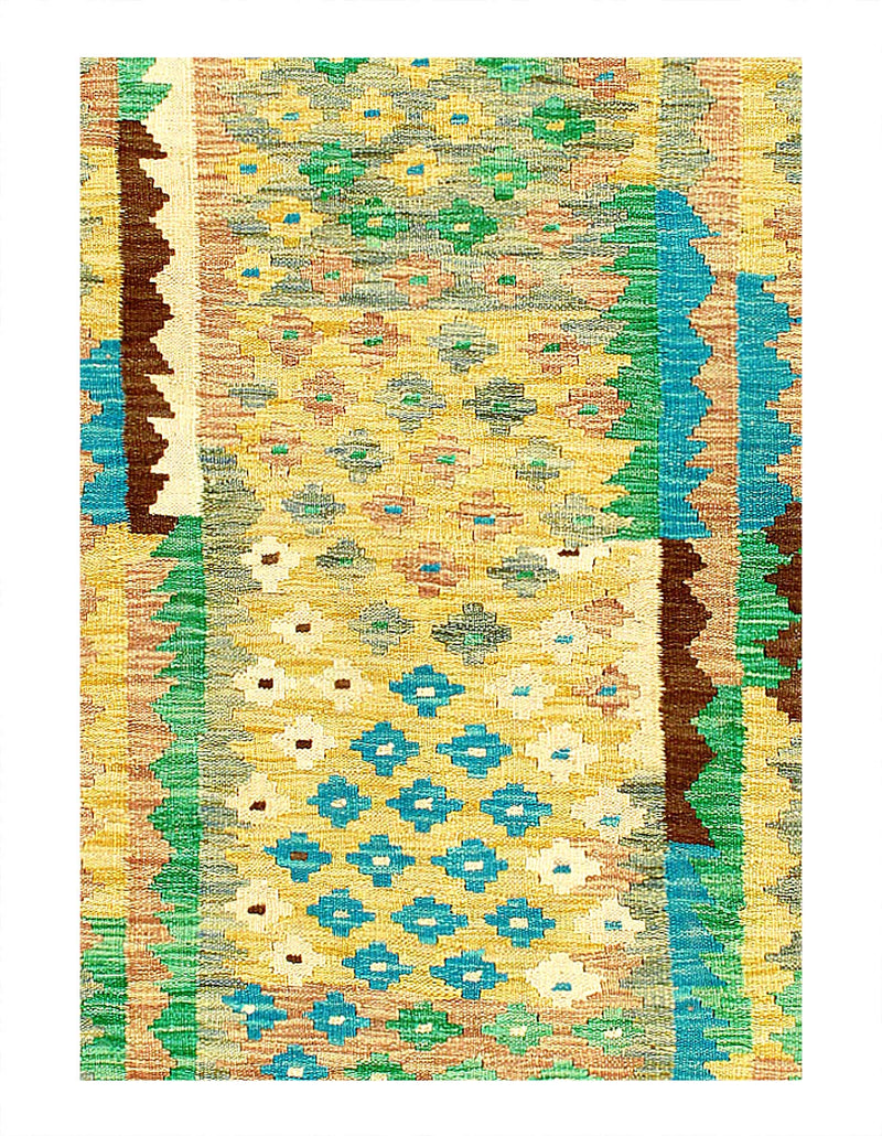 Kilim Handspun flat weave Wool Rug 3'4'' X 5'6''