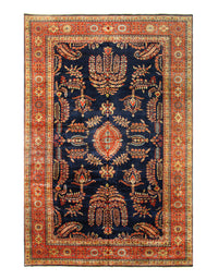 Navy Blue Fine Hand Knotted Persian sarouk Design 10'3'' X 15'9''