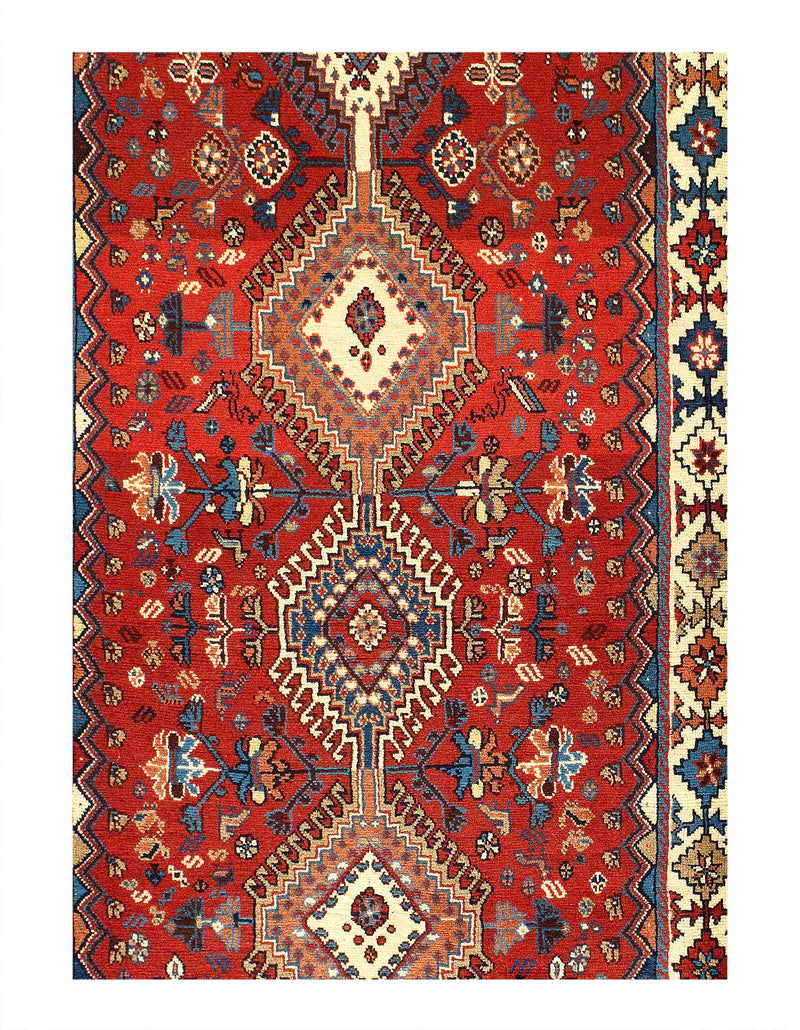 Persian Yalameh Hand-Knotted Rug - 2'11" x 9'4"