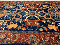 Navy Blue Fine Hand Knotted Serapi design 6'4'' X 8'11''