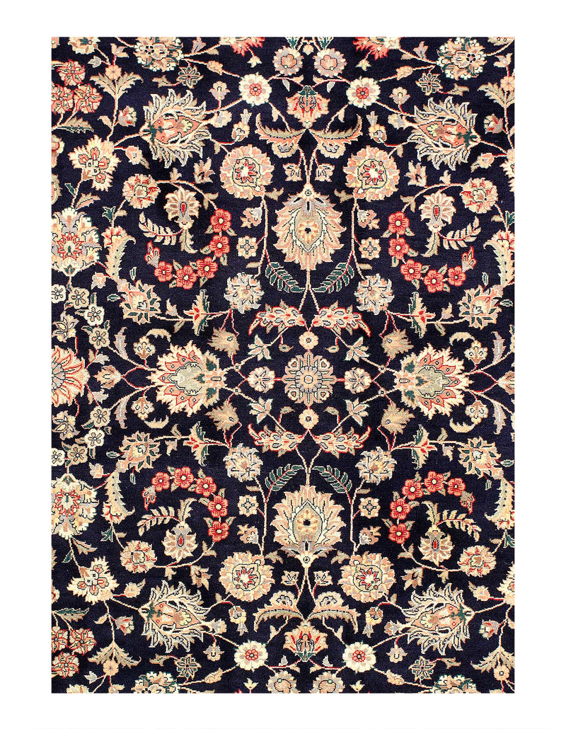 Navy Blue Fine Hand Knotted Pak Tabriz Design 6'1'' X 9'2''