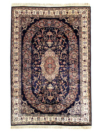 Navy Blue Fine hand Knotted Tabriz Design design 6' X 9'