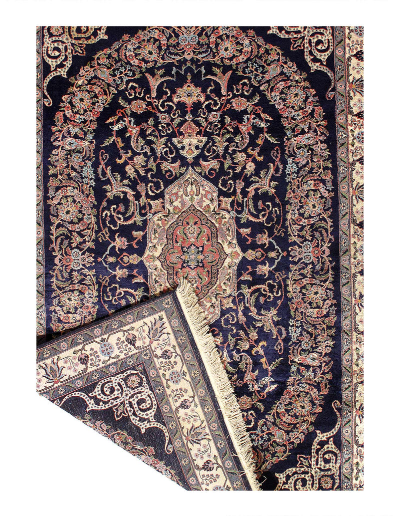 Navy Blue Fine hand Knotted Tabriz Design design 6' X 9'