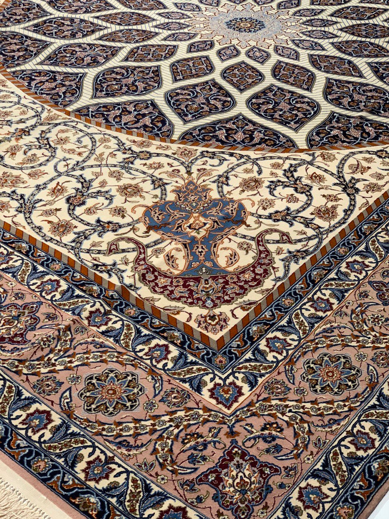 Brown Persian Isfahan wool & silk 9'.11'' X 13'.8''