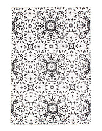 Black Modern V Silk Rug 4'x6'