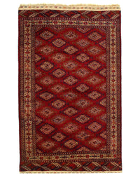 Red Antigue Russian Tekkeh 4'3" X 6'6"