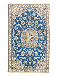 Fine Hand Knotted Persian silk & wool Nain 2'11'' X 4'11''