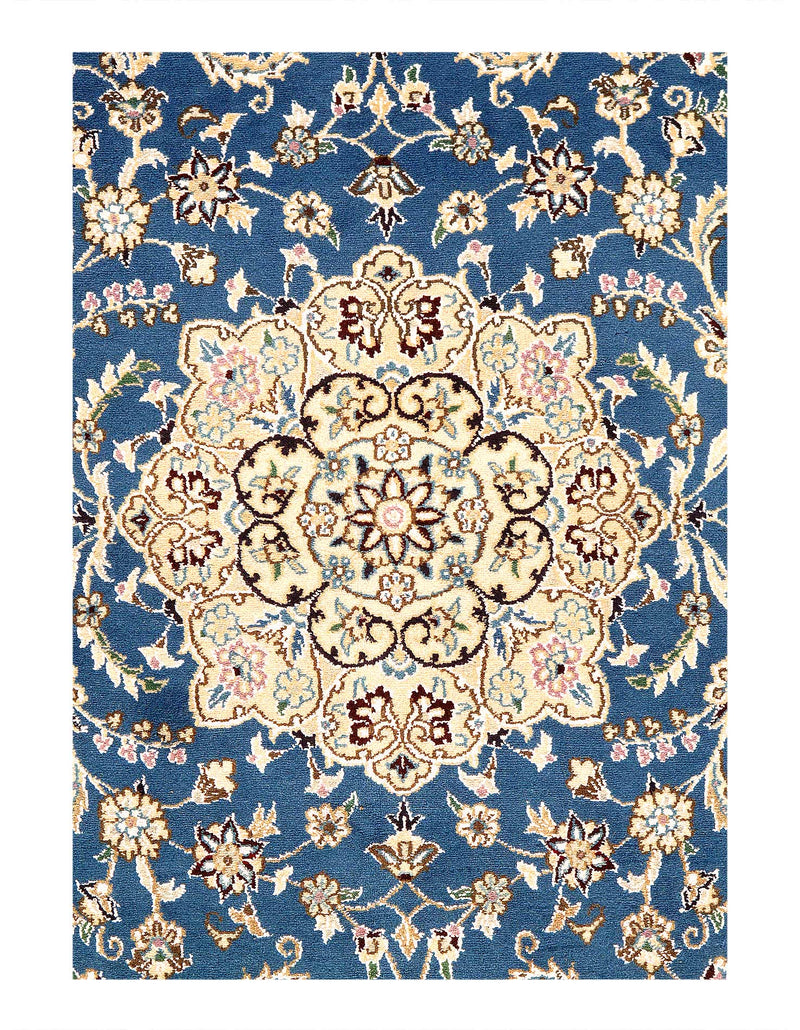 Fine Hand Knotted Persian silk & wool Nain 2'11'' X 4'8''