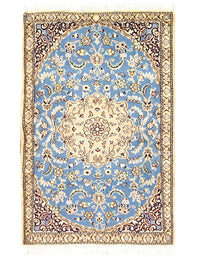 Light Blue Fine Persian Nain Silk & Wool 3'1'' X 4'8''