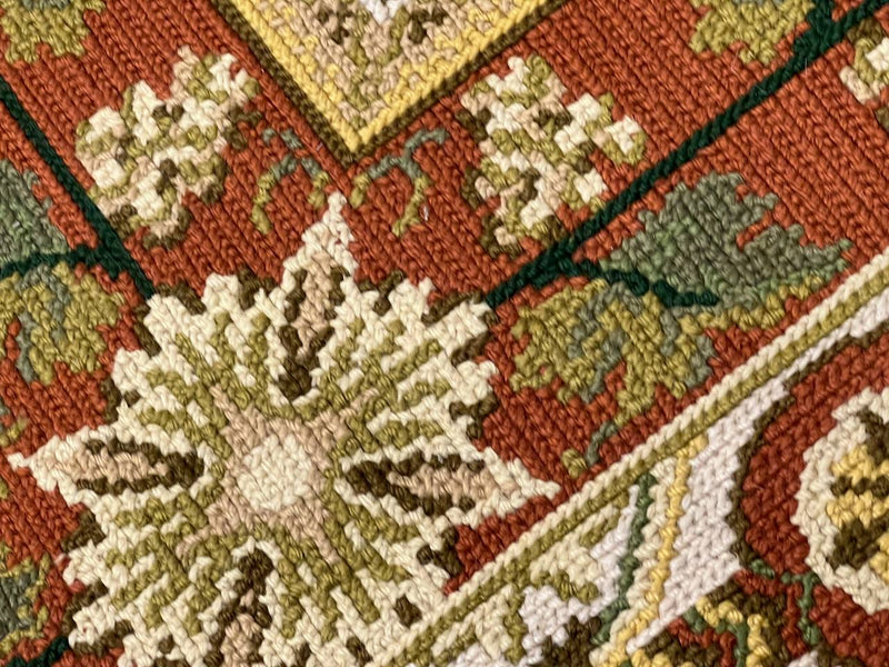 Handwoven Vintage Needlepoint Flat Weave Rug 8'8'' X 11'7''