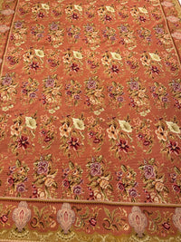 Handwoven Vintage Needlepoint Flat Weave Rug 6'7'' X 9'4''