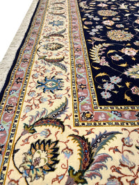 Super fine Hand Knotted silk & wool Persian Tabriz Design 6'8'' X 8'8''