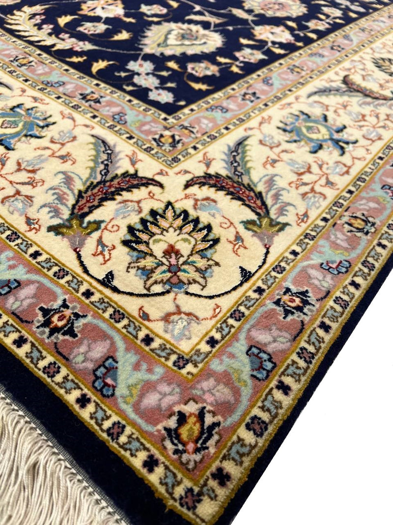 Super fine Hand Knotted silk & wool Persian Tabriz Design 6'8'' X 8'8''