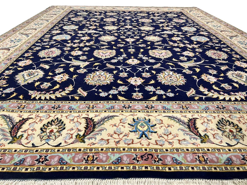 Super fine Hand Knotted silk & wool Persian Tabriz Design 6'8'' X 8'8''