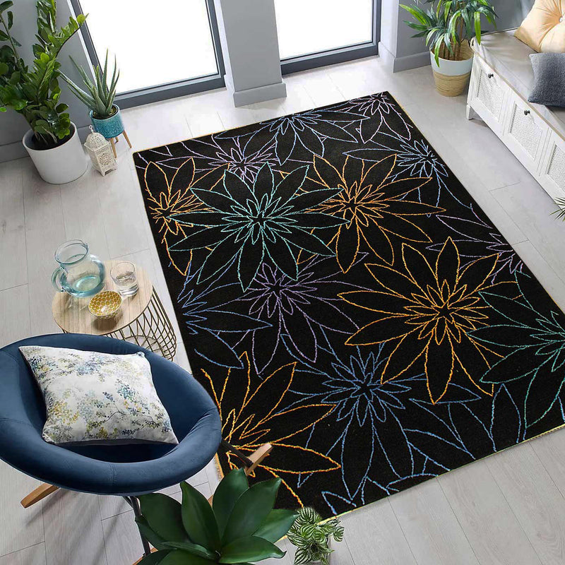 Black Modern Rug 5' X 8'