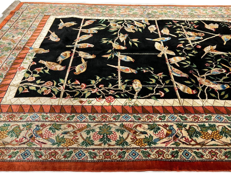 Fine Hand Knotted Pure silk Qum rug 3'4'' X 5'1''