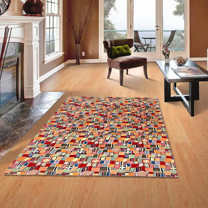 Multi color Fine Hand Knotted Modern Rug 5' X 8'