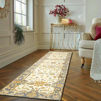 Ivory Fine Hand Knotted Oushak Runner 2'5'' X 9'9''