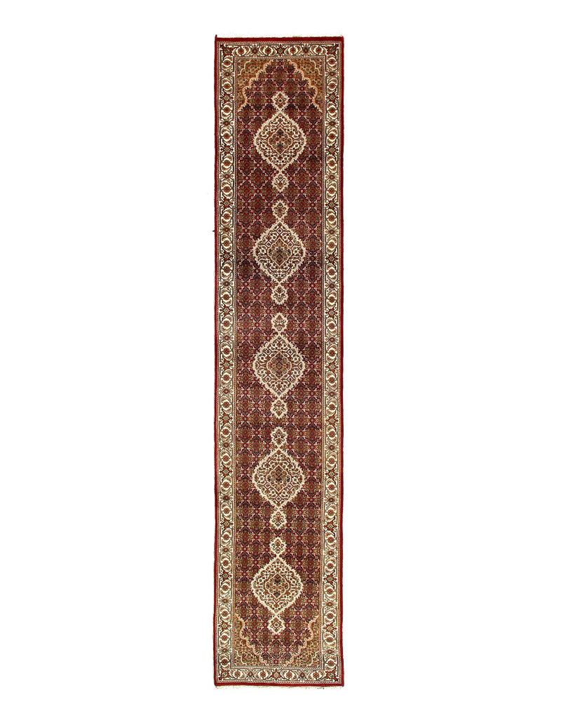 Fine Hand Knotted Silk & wool Tabriz Design Runner 2'8'' X 14'