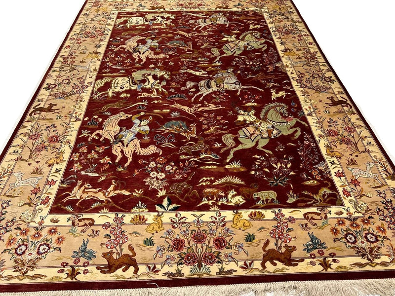 Fine Hand Knotted Pure silk Persian Qum 4'6'' X 6'7''