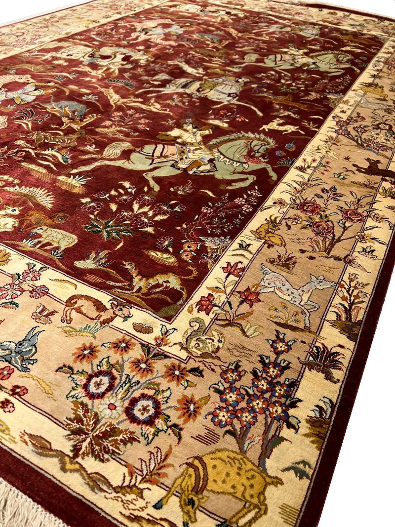 Fine Hand Knotted Pure silk Persian Qum 4'6'' X 6'7''