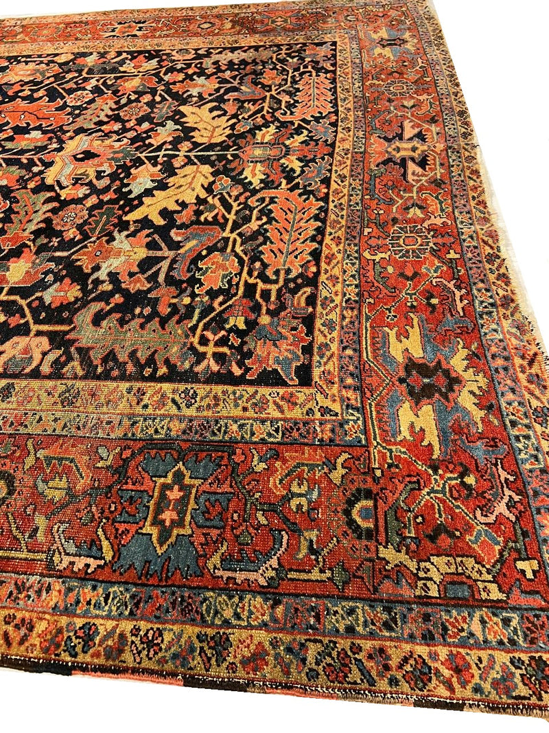 Navy Blue Persian Antique serapi rug 8'11'' X 12'1''