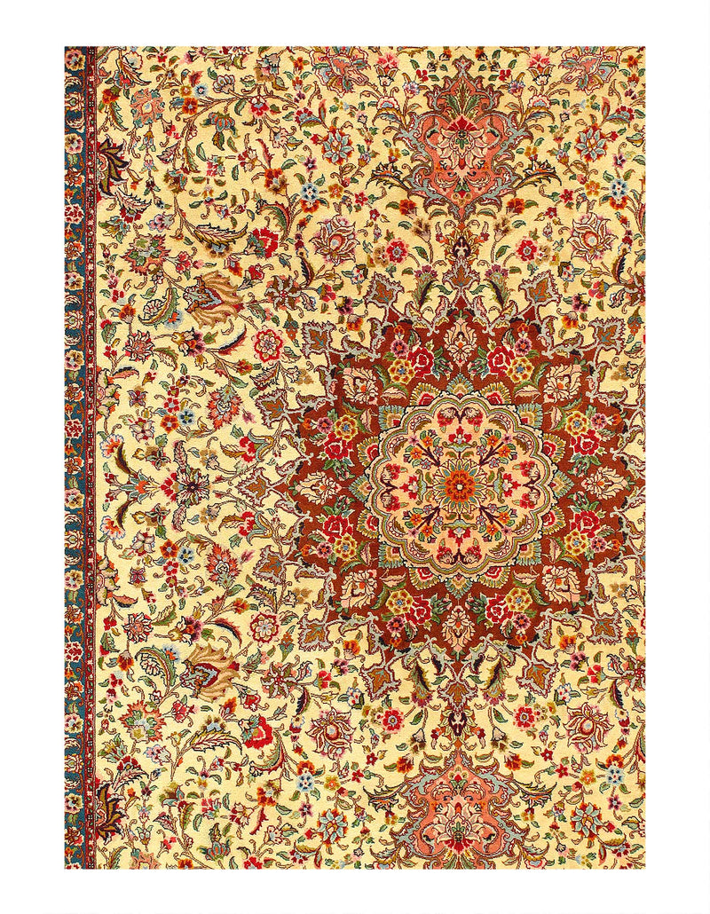 Fine Hand Knotted Vintage Persian Tabriz Design S/W rug 6'6'' X 9'11''