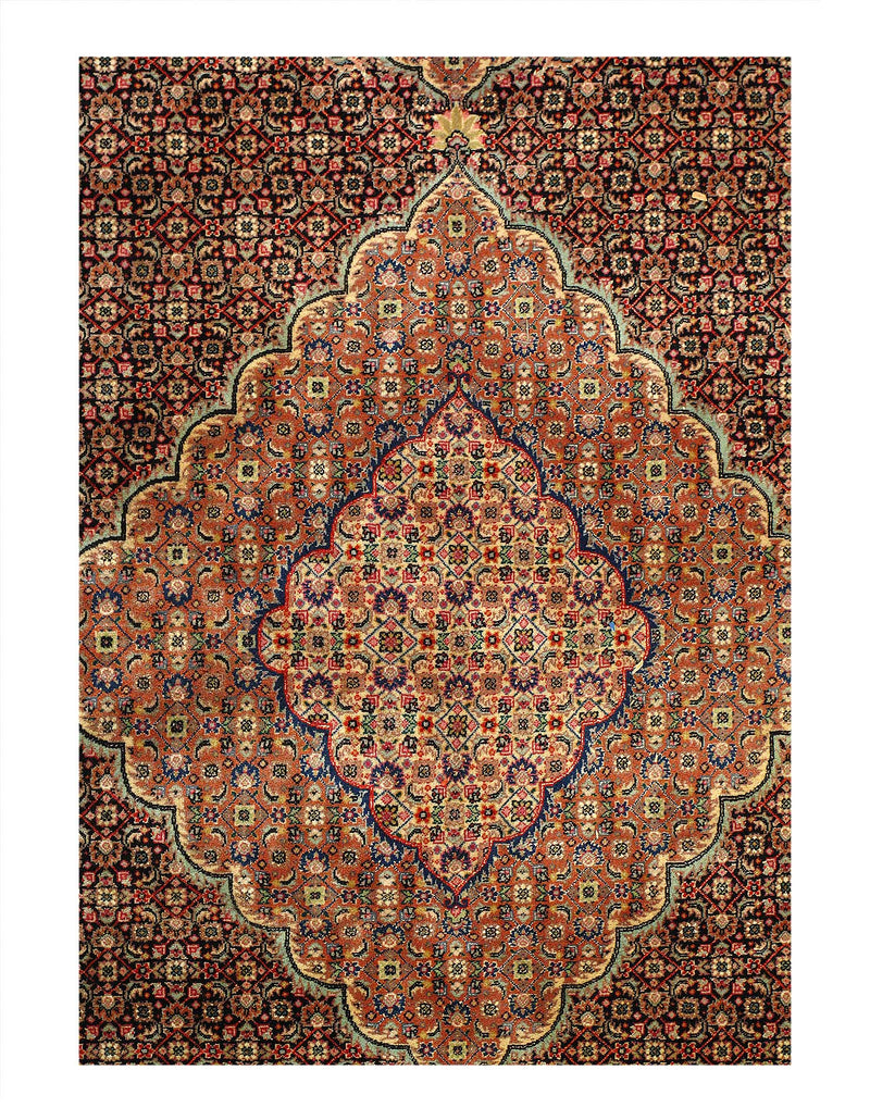 Fine Hand Knotted Persian silk & wool Tabriz Design design 9' X 12'1''