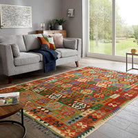 Multi color Flat weave kilim 6' 6'' X 9' 11''