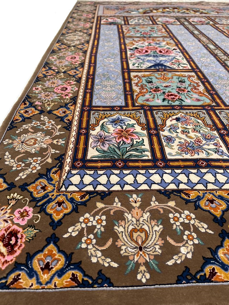 Super Fine Hand Knotted Persian silk & wool Isfahan Rug 4'7'' X 7'2''