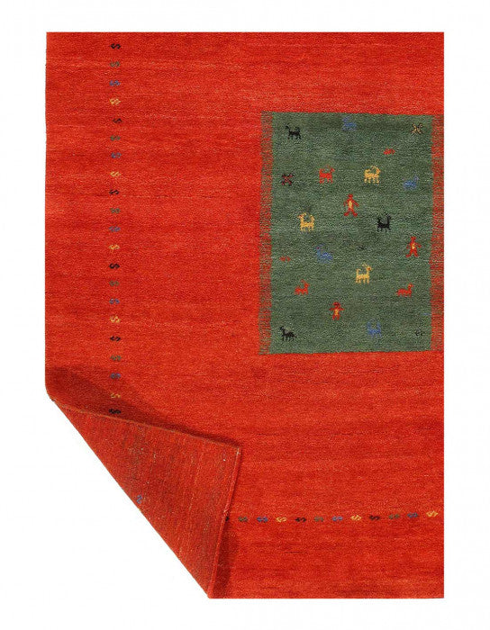 Red Hand Knotted Gabbeh Rug 8'2'' X 9'11''