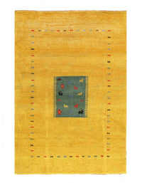 Gold Hand Knotted Gabbeh Rug 6' X 9'